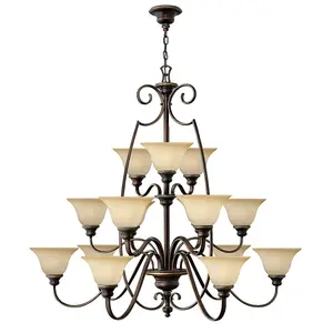 Elstead Cello 15 Light Chandelier Antique Bronze, with Glass Shades