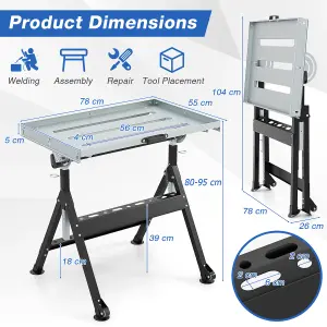 COSTWAY Welding Table Folding Welding Workbench w/ 76 x 51 cm Tabletop