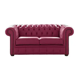 Chesterfield 2 Seater Shelly Anemone Leather Sofa Settee Bespoke In Classic Style