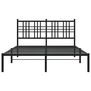 Berkfield Metal Bed Frame without Mattress with Headboard Black 140x200cm