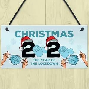 Lockdown Christmas Gift Hanging Plaque Funny Christmas Decoration Keepsake