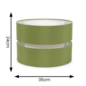 ValueLights Sophia Large Easy Fit Ceiling Light Shade 2 Tier Pendant Drum Lampshade - Olive Green - Bulb Included