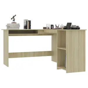 Berkfield L-Shaped Corner Desk Sonoma Oak 120x140x75 cm Engineered Wood