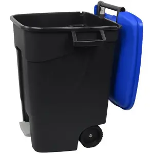 120 Litre Wheelie Bin with Foot Pedal - Blue Lid