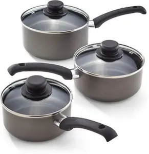 Judge Everyday 3 Piece Pan Set With Glass Lids, 16/18/20cm Saucepans Judge