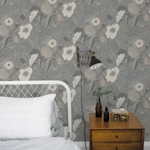 Galerie Apelviken 2 Blush Grey Floral Woodland Smooth Wallpaper