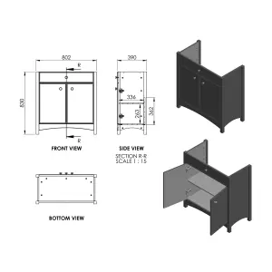 Exbury White Ash Freestanding Vanity unit & basin set (W)810mm (H)835mm