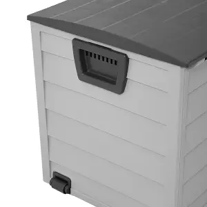 290L Grey Garden Storage Deck Box with Wheels 112 x 49 x 54cm