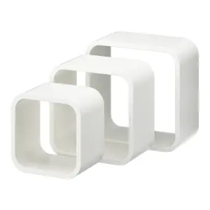 GoodHome Cusko White Cube shelf (L)32.5cm x (D)15.5cm, Set of 3