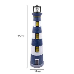 GardenKraft 13630 75cm Lighthouse With Solar Powered Rotating Light