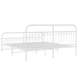 Berkfield Metal Bed Frame without Mattress with Footboard White 183x213cm