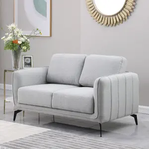 Oslo Modern Scandi Style Fabric Living Room 2 Seater Sofa (Light Grey)