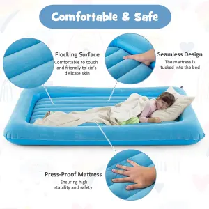 COSTWAY Inflatable Toddler Travel Bed Portable Kids Air Mattress Set w/ Electric Pump