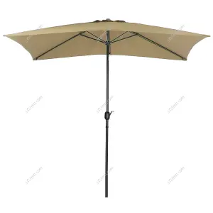 2x3M Khaki Outdoor Garden Patio Crank Tilt Parasol No Base