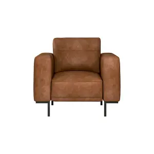 Lisbon Tan Faux Leather Armchair