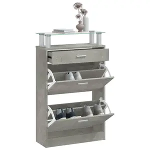 Berkfield Shoe Cabinet Concrete Grey 63x24x104 cm Engineered Wood