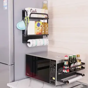 Kitchen Magnetic Storage Shelf Organiser with Paper Roll Cling File Holder