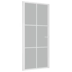 Berkfield Interior Door 93x201.5 cm White Matt Glass and Aluminium