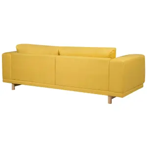 3 Seater Fabric Sofa Yellow NIVALA