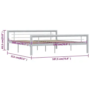 Berkfield Bed Frame Grey and White Metal 180x200 cm 6FT Super King