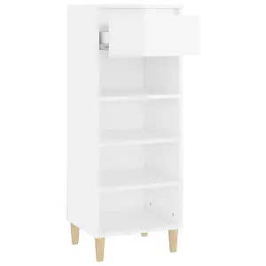 Berkfield Shoe Cabinet High Gloss White 40x36x105 cm Engineered Wood