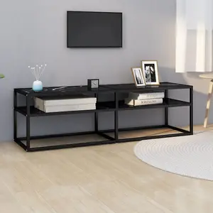 Berkfield TV Cabinet Black Marble 140x40x40.5 cm Tempered Glass