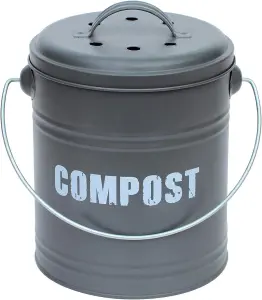 simpa 5L Grey Compost Food Waste Recycling Bin Caddy