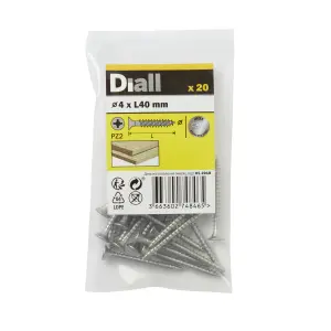 Diall Pozidriv Stainless steel Screw (Dia)4mm (L)40mm, Pack of 20