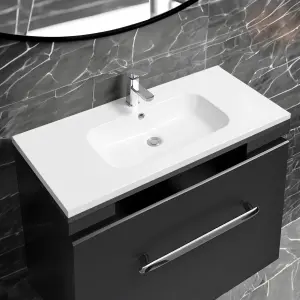 5414 Ceramic 100cm x 45cm Mid-Edge Inset Basin with Oval Bowl