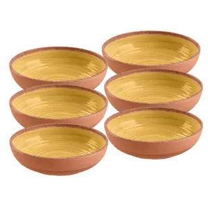 Purely Home Rustic Swirl Yellow Melamine Bowls - Set of 6