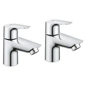 Grohe 20421 BauEdge Single Lever Pair Basin Pillar Taps Chrome 1/2 Inch 2042110M