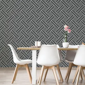 Galerie Geometrix Black Silver Geo Rectangular Smooth Wallpaper