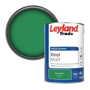 Leyland Trade Vinyl Matt Walls & Ceilings Emulsion Paint Green Gloss (PPG1227-7) 5L