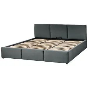 Velvet EU Super King Size Ottoman Bed Dark Grey BOUSSE