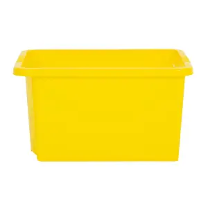 Wham 4x Stack & Store 35L Yellow Plastic Storage Boxes. Home, Office, Classroom, Playroom, Toys, Books. L48 x W38 x H26cm