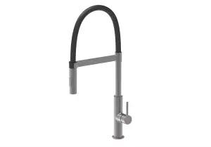 Liquida W24GM S shape Swan Neck 360 Degree Swivel Gun Metal Grey Kitchen Tap