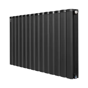 Aluminum Designer Horizontal Radiator Compatible with Heat pump. Energy Efficient. Model "Pioneer" Black. 1000 mm .