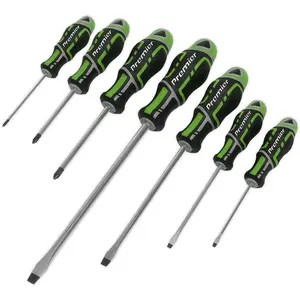 7-Piece Premium Soft Grip Screwdriver Set - Slotted & Phillips in Green