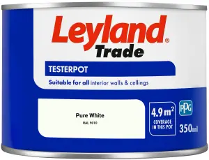 Leyland Trade Vinyl Matt Walls & Ceilings Emulsion Paint Pure White (RAL 9010) 350ml Tester