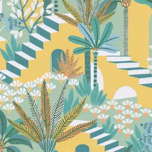 Envy Vacay Citron Yellow Floral Wallpaper