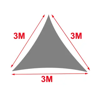 SunDaze 3x3x3m Sun Shade Sail Triangle HDPE Breathable UV Block Sunscreen Grey with Free Rope