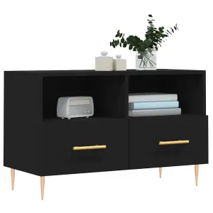 Berkfield TV Cabinet Black 80x36x50 cm Engineered Wood