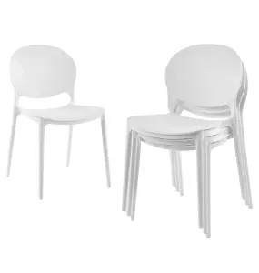 Hallowood Furniture Stoker White Stackable Plastic Backrest Chairs x 4