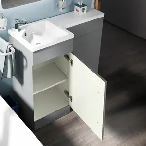 Nes Home Telora Grey Basin Sink Vanity Unit Furniture Cabinet Left Hand 900mm