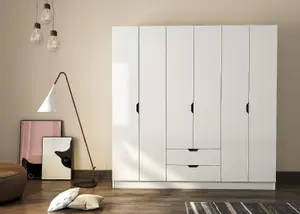 BERGEN 6 Door 2 Drawer White Wardrobe