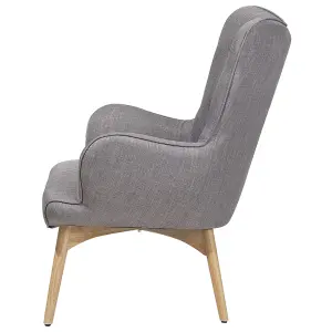 Wingback Chair VEJLE with Footstool Fabric Light Grey