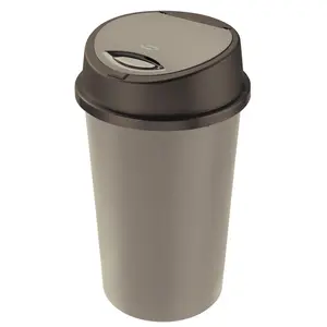 Plastic Touch Top Waste Bin - 189.27L Gray