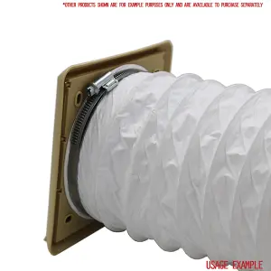 Kair Beige Louvred Grille 155mm External Dimension with Round 125mm - 5 inch Rear Spigot - Wall Ducting Air Vent