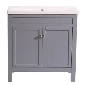 Rinse Bathrooms Traditional Bathroom Grey Vanity Sink Unit Cabinet Basin Floor Standing Storage Furniture 800mm