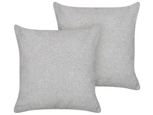 Set of 2 Cushions LEUZEA Boucle 45 x 45 cm Solid Grey